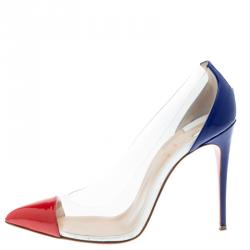 مملوكة مسبقًا Christian Louboutin Red and Blue PVC Debout Pointed Toe Pumps Size 38