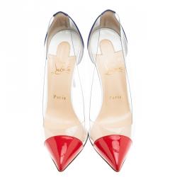 مملوكة مسبقًا Christian Louboutin Red and Blue PVC Debout Pointed Toe Pumps Size 38