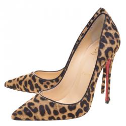 Pre Owned Christian Louboutin Leopard Print Pony Hair So Kate Pumps Size 37.5