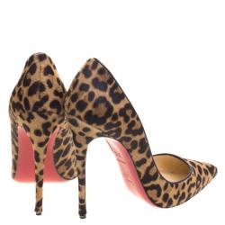 Pre Owned Christian Louboutin Leopard Print Pony Hair So Kate Pumps Size 37.5