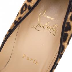 Pre Owned Christian Louboutin Leopard Print Pony Hair So Kate Pumps Size 37.5
