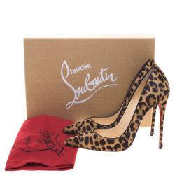 Pre Owned Christian Louboutin Leopard Print Pony Hair So Kate Pumps Size 37.5