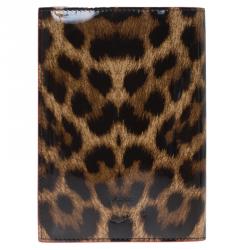 Christian Louboutin Brown Leopard Print Spike Loubipass Passport Cover