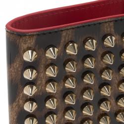 Christian Louboutin Brown Leopard Print Spike Loubipass Passport Cover