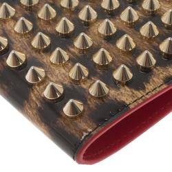 Christian Louboutin Brown Leopard Print Spike Loubipass Passport Cover