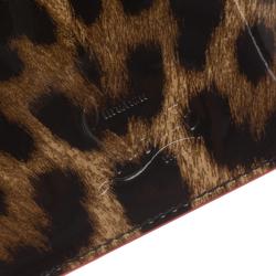 Christian Louboutin Brown Leopard Print Spike Loubipass Passport Cover