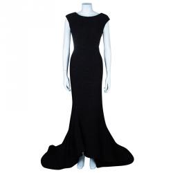 Christian Siriano Black Textured Gown M