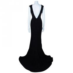 Christian Siriano Black Textured Gown M