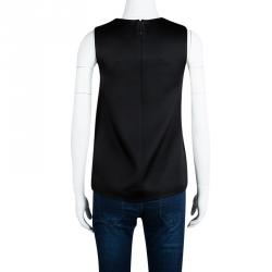 Christopher Kane Black Contrast Lace Applique Detail Sleeveless Top S