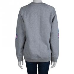 Christopher Kane Grey Bouquet Print Applique Detail Sweatshirt S