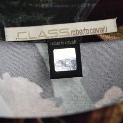 Pre Owned توب كلاس باي روبرتو كافالي مورد مطبوع متعدد الألوان بأكمام طويلة M