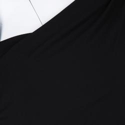 Pre Owned Class by Roberto Cavalli Black Contrast Print Panel Detail Draped Long Sleeve Dress M