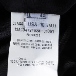 Pre Owned Class by Roberto Cavalli Black Contrast Print Panel Detail Draped Long Sleeve Dress M