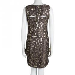 Pre Owned Class By Roberto Cavalli Lurex Embossed Jacquard Embellished Sleeveless Shift Dress M