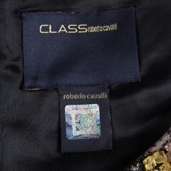 Pre Owned Class By Roberto Cavalli Lurex Embossed Jacquard Embellished Sleeveless Shift Dress M