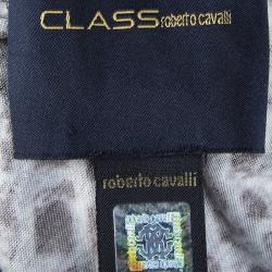 Pre Owned توب كلاس باي روبرتو كافالي تريكو نقشة الفهد ديرابيه بأكمام طويلة L