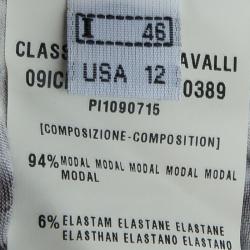 Pre Owned توب كلاس باي روبرتو كافالي تريكو نقشة الفهد ديرابيه بأكمام طويلة L