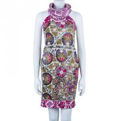 Pre Owned Class by Roberto Cavalli Pink Printed Turtleneck Dress S