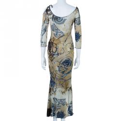مملوكة مسبقًا CLASS By Roberto Cavalli Off-Shoulder Printed Maxi Dress S