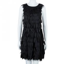 Pre Owned Class by Roberto Cavalli Black Feather Shift Dress M