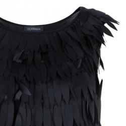 Pre Owned Class by Roberto Cavalli Black Feather Shift Dress M
