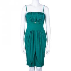 Pre Owned فستان كلاس باي روبيرتو كافالي حرير أخضر M