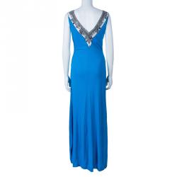 Pre Owned Class by Roberto Cavalli Turquoise Sleeveless Long Dress XL