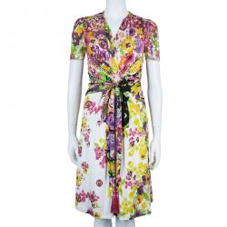 Pre Owned Class by Roberto Cavalli Floral Print Tie-Up Dress S