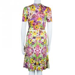 Pre Owned Class by Roberto Cavalli Floral Print Tie-Up Dress S