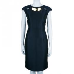 Pre Owned فستان كلاس روبرتو كافالي أزرق داكن ضيق L