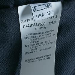 Pre Owned فستان كلاس روبرتو كافالي أزرق داكن ضيق L