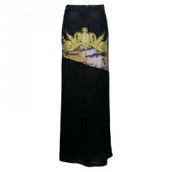 Pre Owned تنورة كلاس باي روبرتو كافالي حرير مطبوع طويلة M