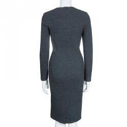 Pre Owned فستان كلاس باي روبرتو كافالي رصاصي مجسم S