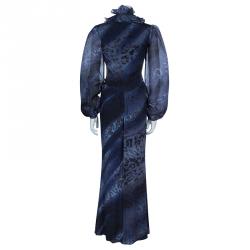 مملوكة مسبقًا فستان ماكسي كلاس باي روبرتو كافالي رصاصي طباعة الفهد مقاس M