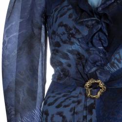 مملوكة مسبقًا فستان ماكسي كلاس باي روبرتو كافالي رصاصي طباعة الفهد مقاس M