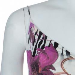 Pre Owned فستان ماكسي كلاس باي روبرتو كافالي طباعة موردة بحمالات رفيعة M