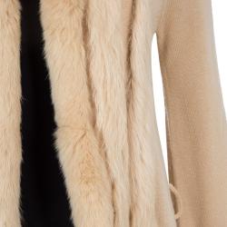 مملوكة مسبقًا Class by Roberto Cavalli Beige Fur Trim Wool Cardigan M