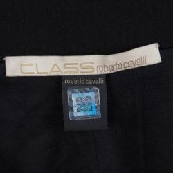 مملوكة مسبقًا تنورة كلاس باي روبرتو كافالي تريكو أسود مكشكشة ماكسي S