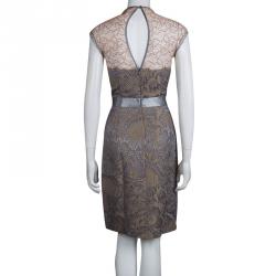 Class by Roberto Cavalli Multicolor Floral Brocade and Lace Belted Sleevless Dress M             