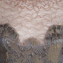 Class by Roberto Cavalli Multicolor Floral Brocade and Lace Belted Sleevless Dress M             