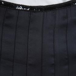 Pre Owned Class By Roberto Cavalli Black Silk Embellished Tie Detail Pleated Skirt S