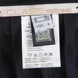 Pre Owned Class By Roberto Cavalli Black Silk Embellished Tie Detail Pleated Skirt S