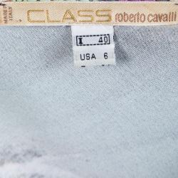 Pre Owned فستان ماكسي كلاس باي روبرتو كافالي تريكو نمر مطبوع أكمام طويلة S