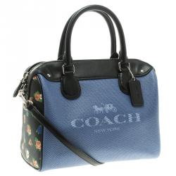 Coach Blue/Black Denim Effect Coated Canvas Mini Bennett Satchel

