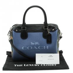 Coach Blue/Black Denim Effect Coated Canvas Mini Bennett Satchel
