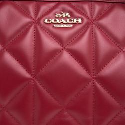 Pre Owned Coach Red Quilted Leather Ava Chain Tote