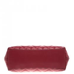 Pre Owned Coach Red Quilted Leather Ava Chain Tote