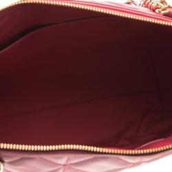 Pre Owned Coach Red Quilted Leather Ava Chain Tote