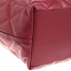 Pre Owned Coach Red Quilted Leather Ava Chain Tote