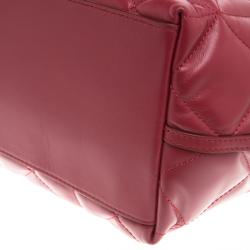Pre Owned Coach Red Quilted Leather Ava Chain Tote